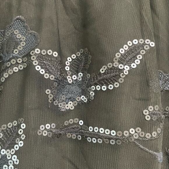 Hollister Black Mesh Sequin Embroidered Mini Skirt Y2K Party Club Skater Large - Picture 2 of 5